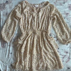 LC Lauren Conrad Cream and Yellow Floral Peasant Dress